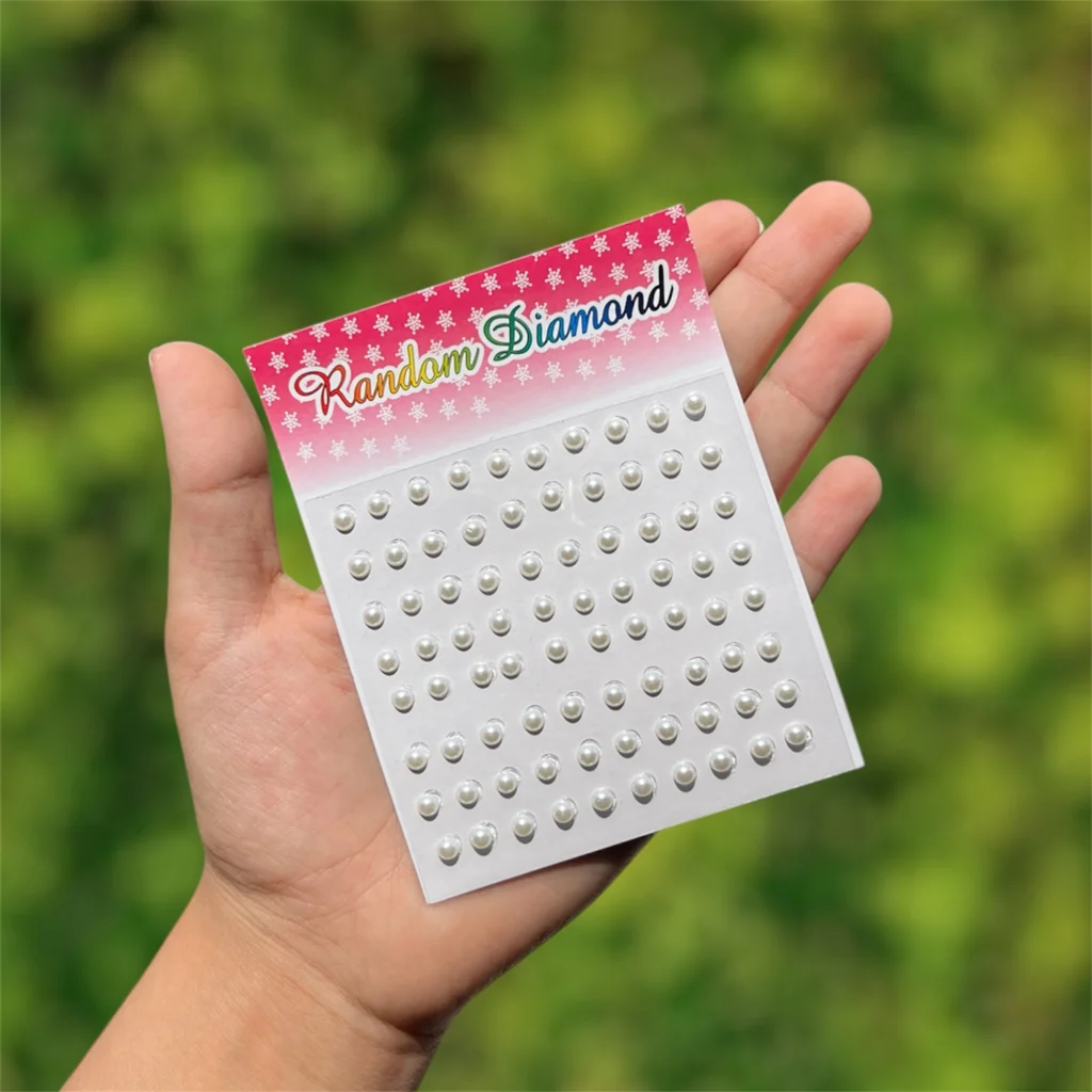نگین ورقه ای مدل مروارید رنگ شیری سایز متوسط 80 عددی کد J140